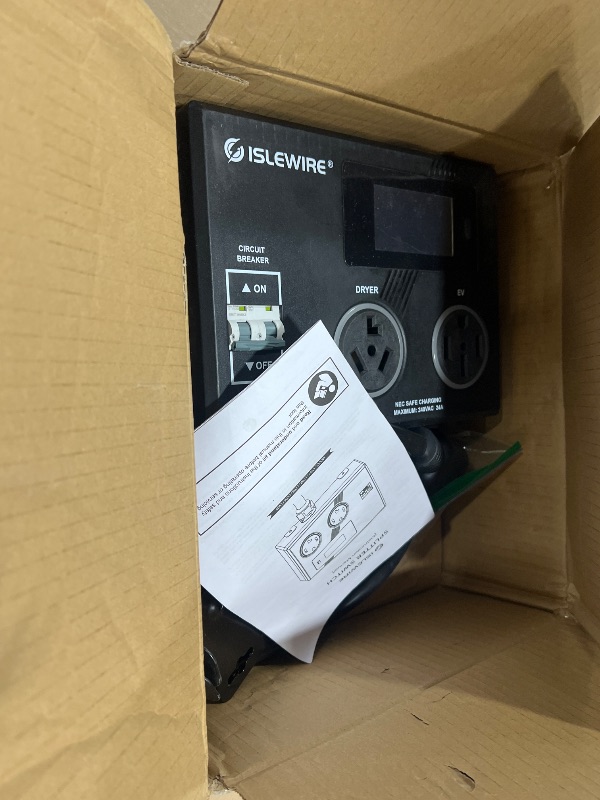 Photo 1 of Smart Dryer Splitter for EV and Dryer, 240V Auto Power Switch for Dryer Outlet, 3-Color LED Ring, 3.4" LCD Display, No Rewiring Needed, NEMA 10-30 Plug, NEMA 10-30 & NEMA 14-50 Outlets (24 Amp)