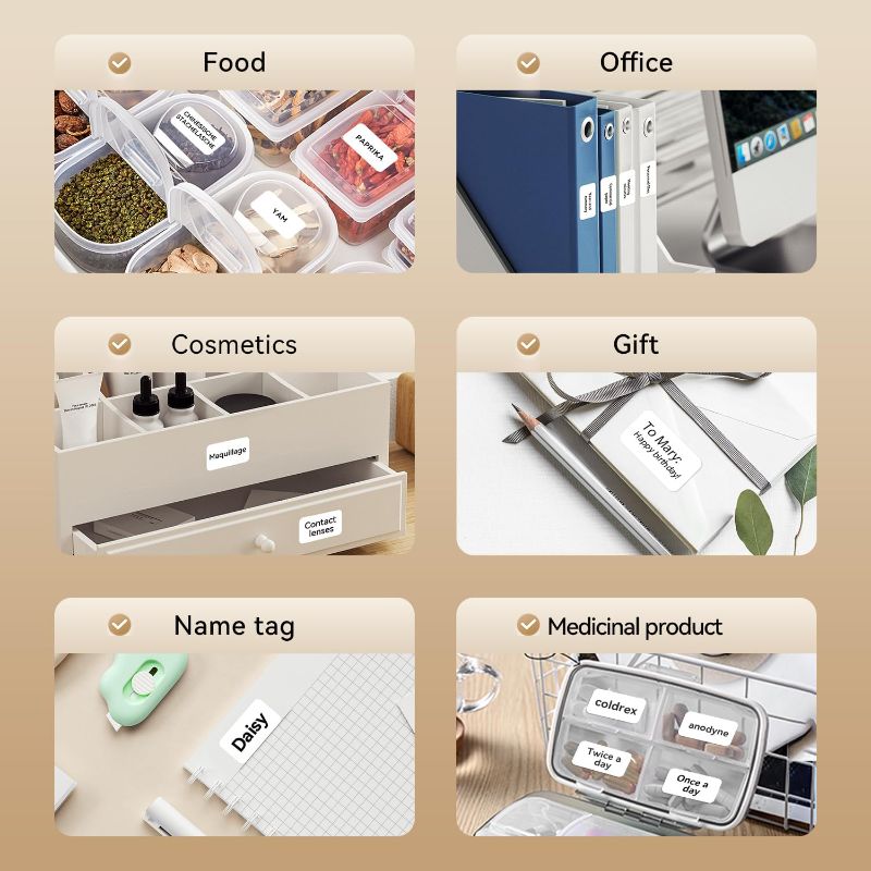 Photo 1 of  Label Maker Tape Adhesive White Label Paper 0.47" X 1.57" (12 X 40mm) 155 Labels/Roll, Compatible for NIIMBOT D11 D110 Printer, Thermal Paper