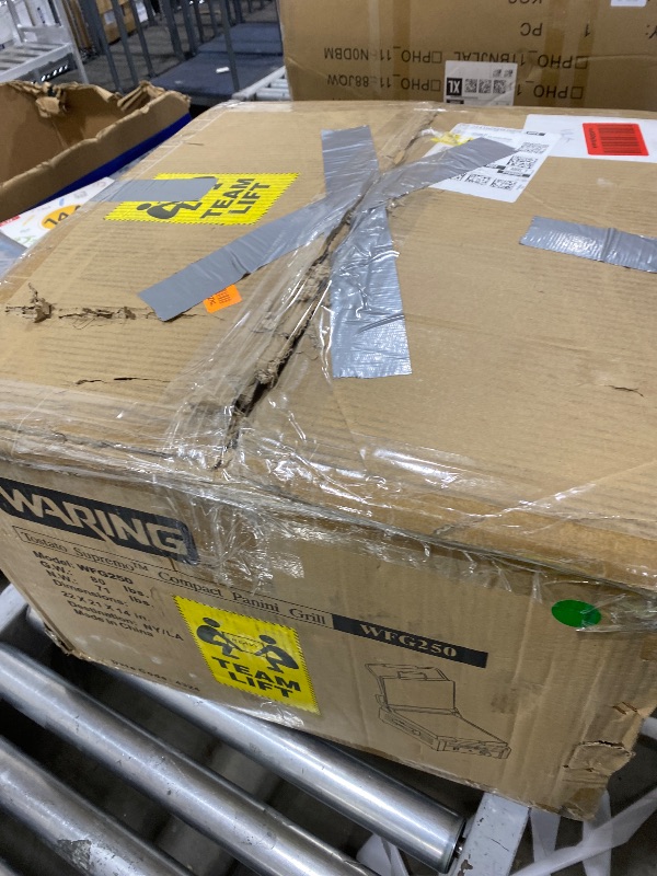 Photo 1 of Waring Commercial WFG250 Tostato Supremo® Large Flat Toasting Grill, 120V, 1800W, 5-15 Phase Plug, Silver