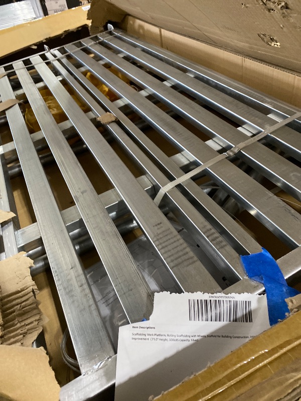 Photo 1 of Scaffolding Work Platform, Rolling Scaffolding with Wheels, Scaffold for Building Construction, Interior Painting, Home Improvement?71.0" Height, 500LBS Capacity, Silver)