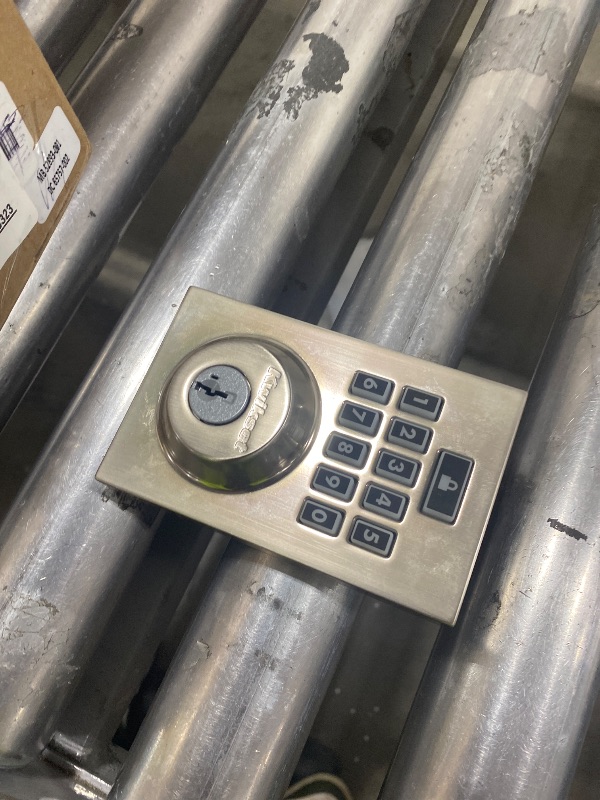 Photo 1 of Kwikset 914 Contemporary Keypad SmartCode Electronic Deadbolt Smart Lock featuring SmartKey Security and ZigBee 3.0 Technology in Satin Nickel