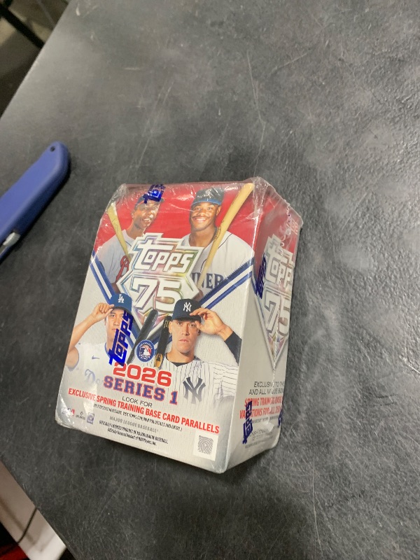 Photo 1 of 2026 Topps Baseball Series 1 Blaster Box of Packs with Possible Retail Exclusive Holo Foil Parallels and Blaster Exclusive Spring Training Variation Cards