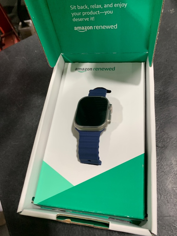 Photo 1 of Apple Watch Ultra 2 [GPS + Cellular, 49mm] - Titanium Case with Blue Ocean Band, One Size (Renewed Premium)