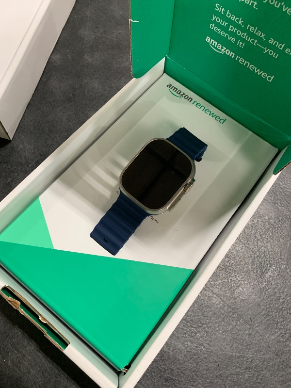 Photo 1 of Apple Watch Ultra 2 [GPS + Cellular, 49mm] - Titanium Case with Blue Ocean Band, One Size (Renewed Premium)