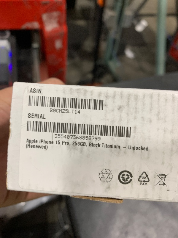 Photo 1 of Apple iPhone 15 Pro, 256GB, Black Titanium - Unlocked (Renewed)