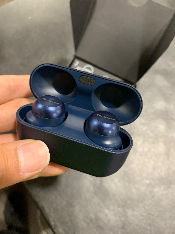 Photo 1 of Technics Reference Class Hi-Fi Wireless Earbuds,Dolby Atmos with Head Tracking,Adaptive Noise Cancelling,3 Device Multipoint, 10-hr Battery,Wireless Charging,Improved Fit -EAH-AZ100-A (Blue)
