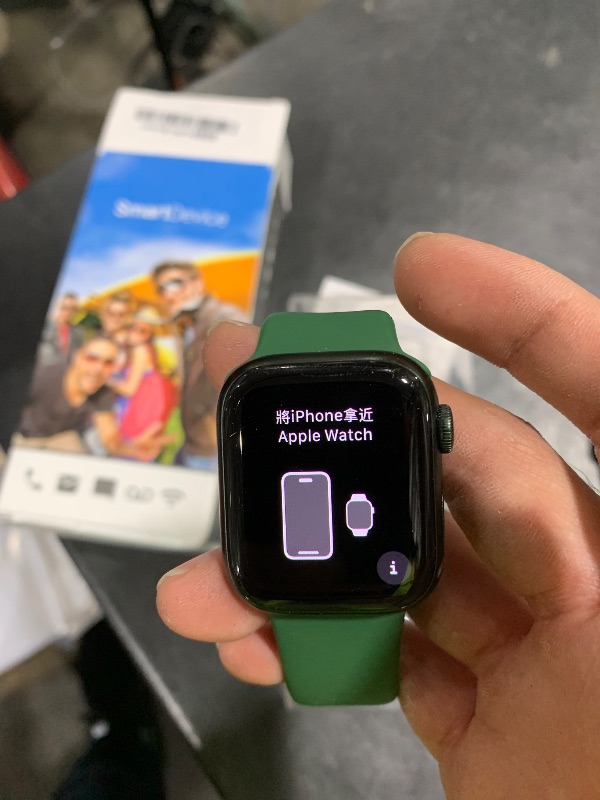 Photo 1 of Apple Watch Series 7 (GPS, 41MM) - Green Aluminum Case with Clover Sport Band (Renewed)