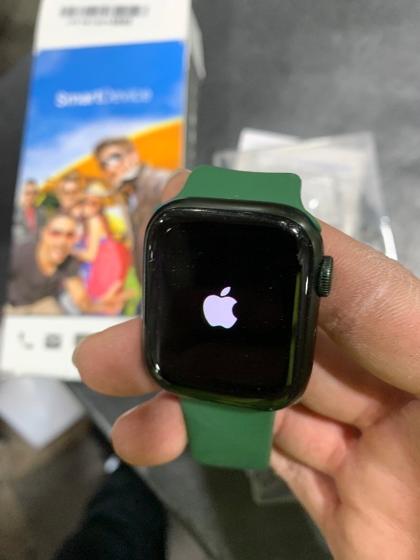 Photo 1 of Apple Watch Series 7 (GPS, 41MM) - Green Aluminum Case with Clover Sport Band (Renewed)