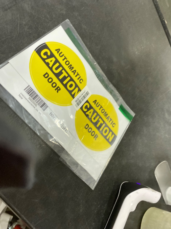 Photo 1 of (2-Pair) 5-inch Round CAUTION AUTOMATIC DOOR - ACTIVATE SWITCH TO OPERATE Decals | Weatherproof Vinyl Stickers | Glass Entry Labels Small Business Office Handicap Entrance Exit Compliance