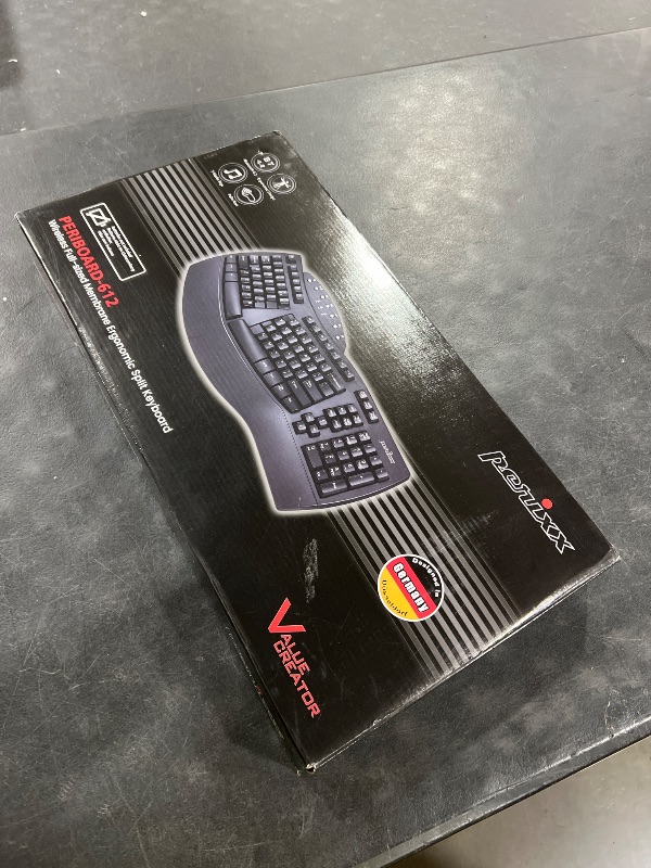 Photo 1 of Perixx Periboard-612B Wireless Ergonomic Split Keyboard with Dual Mode 2.4G and Bluetooth Feature, Compatible with Windows 11 and Mac OS X System, Black, US English Layout