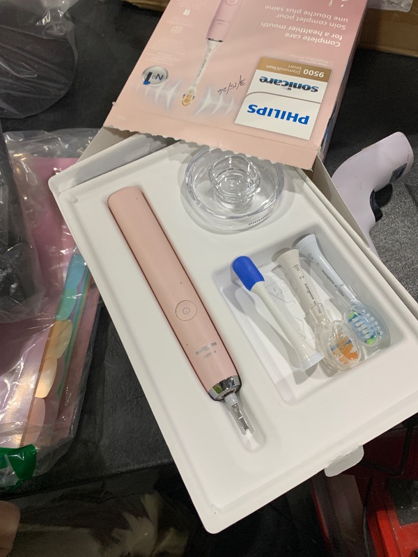 Photo 1 of Philips Sonicare DiamondClean Smart 9500 Electric Toothbrush, Sonic Toothbrush with App, Pressure Sensor, Brush Head Detection, 5 Brushing Modes and 3 Intensity Levels, Pink, Model HX9923/21