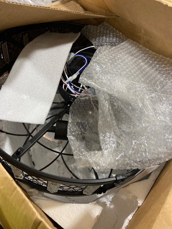 Photo 1 of LEDIARY 20" Caged Ceiling Fans with Lights,Flush Mount Vintage Victorian Rustic Crystal Fandelier,Low Profile Farmhouse Enclosed Ceiling Fan with Light and Remote for Bedroom,Kitchen,Indoor(Black)