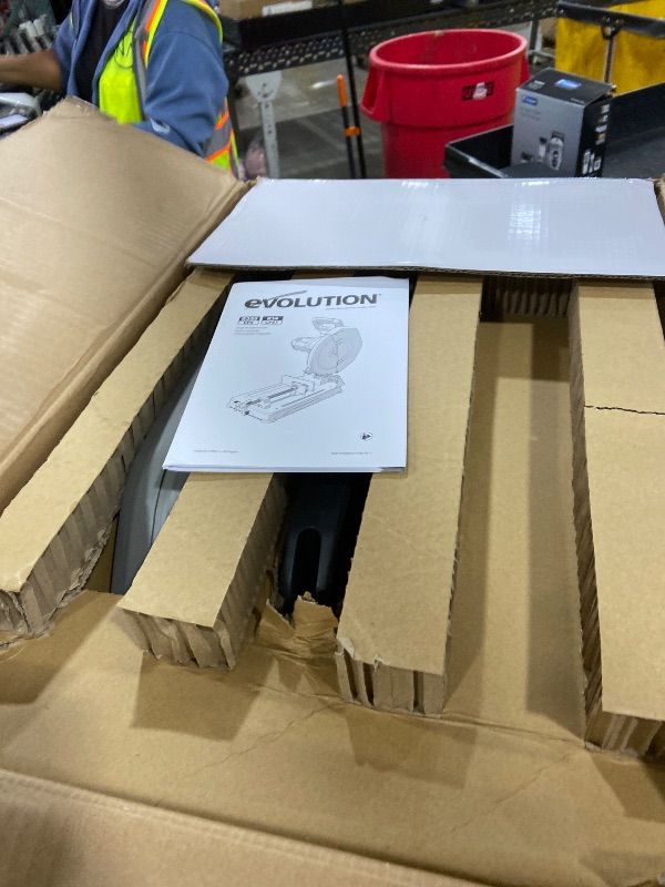 Photo 1 of Evolution Power Tools R355CPS 14-Inch Chop Saw Multi Purpose, Multi-Material Cutting Cuts Metal, Plastic, Wood & More Miter Cut up to 45? Degrees TCT Blade Included