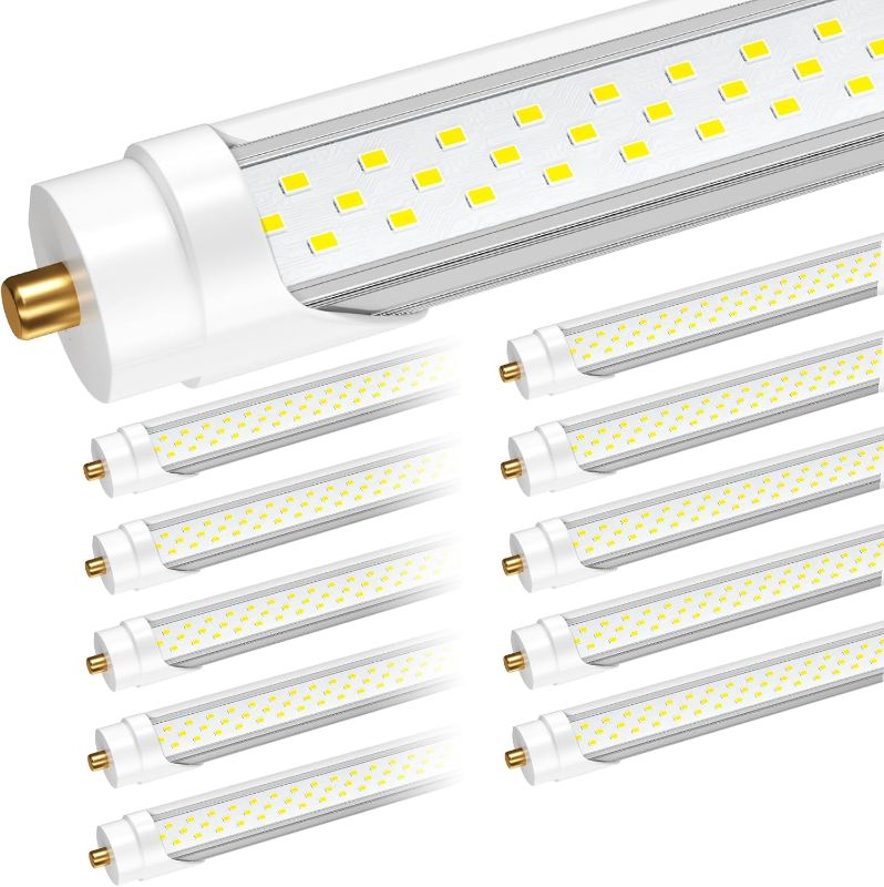 Photo 1 of ONLYLUX 8ft Led Bulbs, T8 8 Foot Led Bulb for T12 Fluorescent Replacement, 72W 9000lm 8' Led Tubes 96" FA8 Single Pin, Three Rows of lamp Beads, 5000K led Tube Light (10Pack)