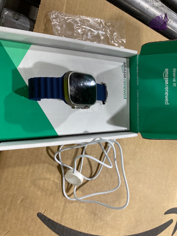 Photo 1 of Apple Watch Ultra 2 [GPS + Cellular, 49mm] - Titanium Case with Blue Ocean Band, One Size (Renewed Premium)
