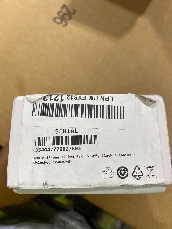 Photo 1 of Apple iPhone 15 Pro Max, 512GB, Black Titanium - Unlocked (Renewed)
