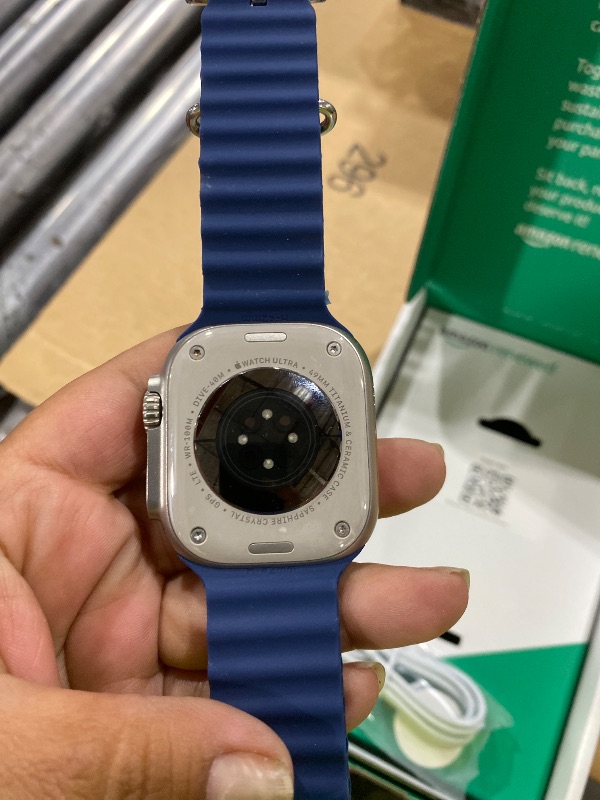 Photo 1 of Apple Watch Ultra 2 [GPS + Cellular, 49mm] - Titanium Case with Blue Ocean Band, One Size (Renewed Premium)