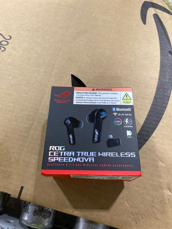 Photo 1 of ASUS ROG Cetra True Wireless SpeedNova Gaming Earbuds – Dual-Mode (BT, 2.4GHz), Dirac Opteo, Bone-Conduction AI Mic, Adaptive ANC, 46Hr Battery, for PC, PS5, PS4, Switch, Mobile, ROG Ally/X - Black