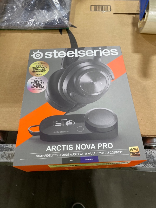 Photo 1 of SteelSeries Arctis Nova Pro Multi-System Gaming Headset - Premium Hi-Fi Drivers, Hi-Res Audio - 360° Spatial Audio - GameDAC Gen 2 - ESS Sabre Quad-DAC - Stealth Retractable Mic - PC, PS5, PS4, Switch