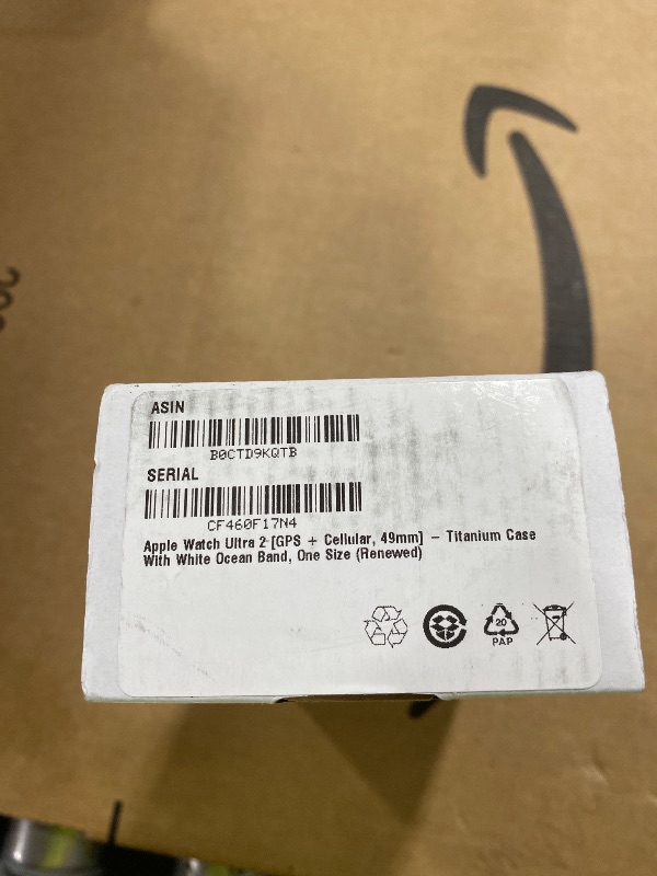 Photo 1 of Apple Watch Ultra 2 [GPS + Cellular, 49mm] - Titanium Case With White Ocean Band, One Size (Renewed)