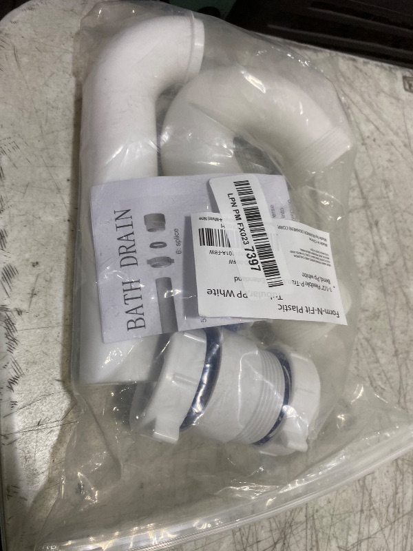 Photo 1 of (1 Pack) Yariwiz White P Trap 1 1/2 Inch for Bathroom Kitchen Sink Drain Pipe Tubular Kit with Adjustable J-bend, White Threaded Adapter and Blue TPE Washer KSD-004W