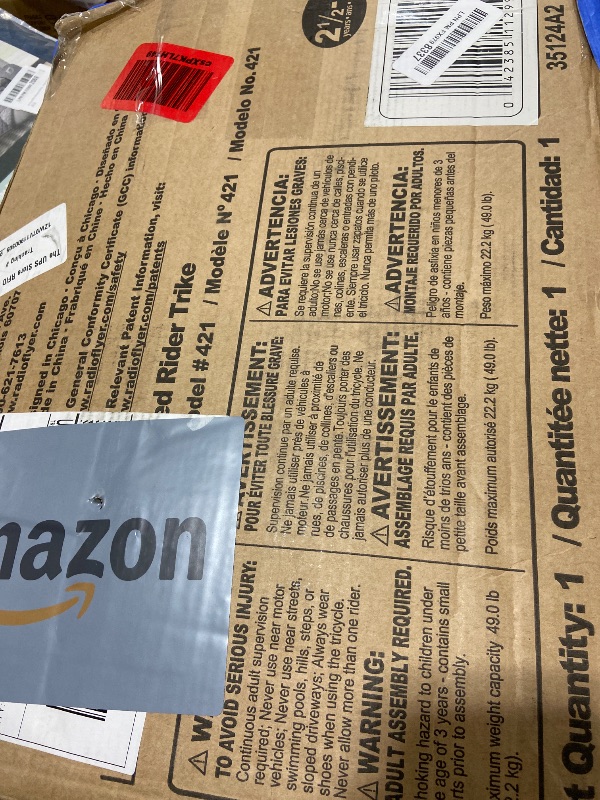 Photo 1 of **********MISSING PARTS*******
Radio Flyer Red Rider Trike, Ages 2.5-5, Adjustable Seat, Steel Construction, Quiet Ride Wheels, Storage Bin, Comfort Grip Handlebars, Tricycle for Toddlers, Amazon Exclusive