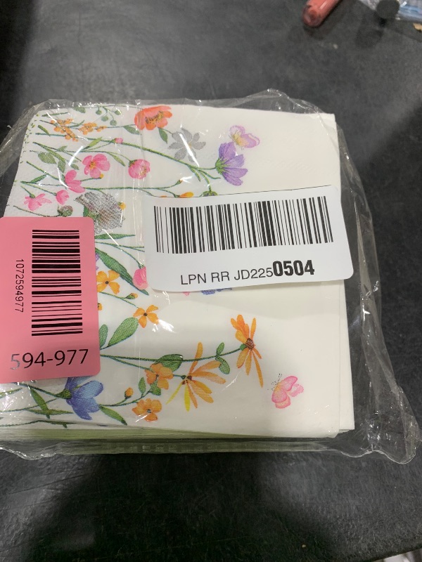 Photo 1 of 100 PCS Wildflower Cocktail Napkins Disposable Spring Floral Party Napkins 3-Ply Spring Flower Butterfly Paper Napkin for Wedding Bridal Baby Shower Birthday Tea Party Supplies