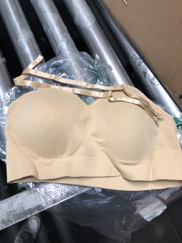 Photo 1 of ***STOCK PHOTO FOR REFERENCE ONLY***QDN Women's Seamless Bralette with Removable Padded Cups – Soft Wireless Support for Yoga, Lounge & Daily Wear (US, Alpha, Medium, Regular, Regular/Nude/)