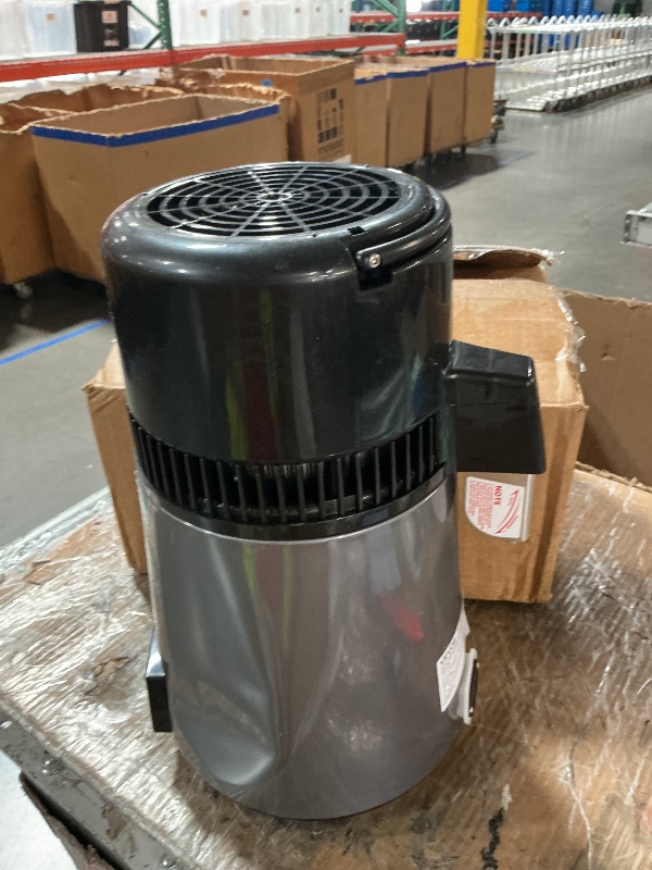 Photo 1 of ***DENTED AND DAMAGED***
VEVOR 1750W Water Distiller, 0.4Gal/H Distilled Water Maker with Glass Carafe, 4L/1.1Gal Countertop Distiller Machine, 0-99H Time Temp Dual Display, Anti-Dry Design 304 Stainless Steel Still, Grey