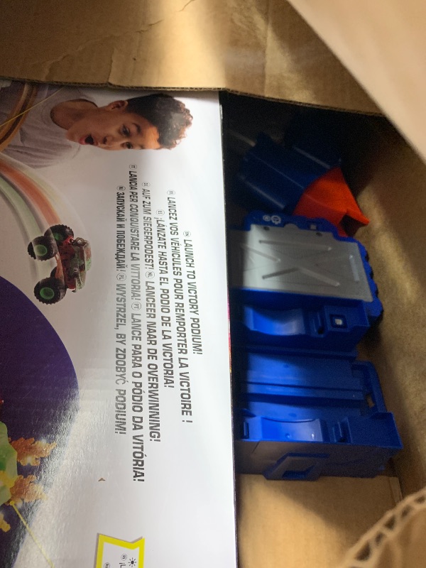 Photo 1 of ** PARTS ONLY NON-FUNCTIONAL**
Monster Jam, Supercharge Speedway Playset, Megalodon and El Toro Loco Die-Cast Monster Trucks, Light Up World Finals Track Kids Toys for Boys Ages 3 and Up