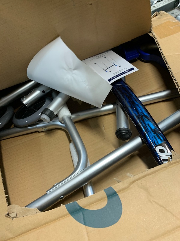 Photo 1 of ***STOCK PHOTO FOR REFERENCE ONLY***Drive Medical Trigger Release Folding Walker - Lightweight Brushed Steel Design - Easy Trigger Folding Mechanism - 5 Inch Wheels - Contoured Hand Grips - Senior Mobility Aid