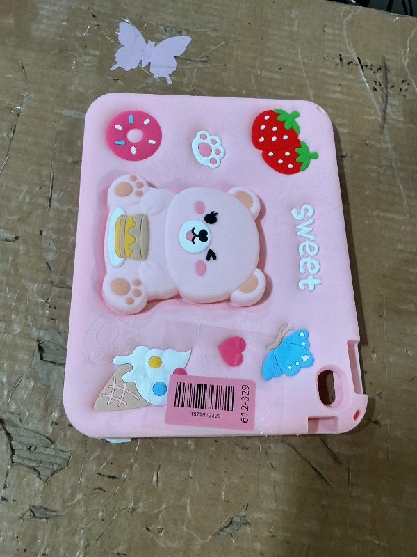 Photo 1 of ***IPAD CASE ONLY*** Lubiogio 3D Cute Bear Case for iPad 9th/8th/7th 10.2 inch/Air 3 2019/Pro 10.5 inch,Kawaii Cartoon Pretty Sweet Bear Soft Silicone Foldable Stand Case with Lanyard for Kids Teens Girls Women