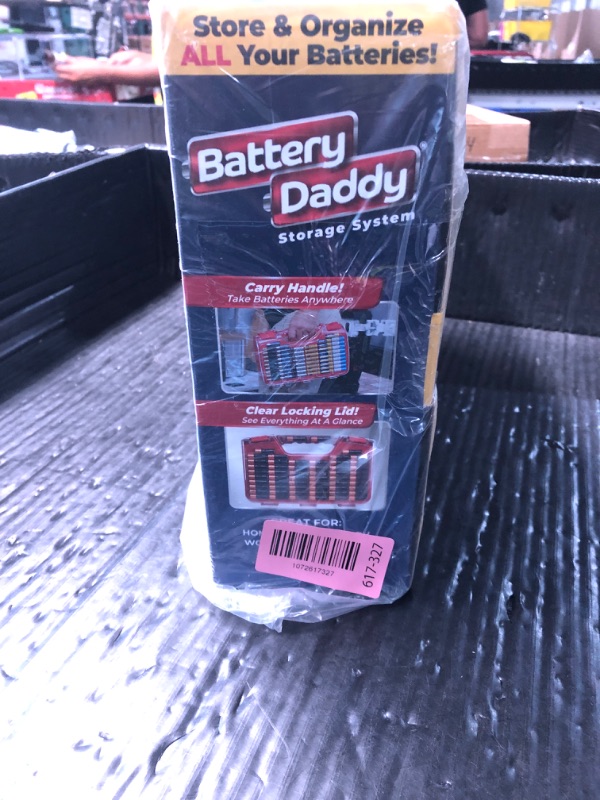 Photo 1 of **SMALL PIECE OF PLASCTIC BROKE IN BACK**Ontel Battery Daddy Storage & Organizer Case w/Tester, Stores & Protects Up to 180 Batteries, Double-Sided, Clear Locking Lid, Secure Latches & Portable Carrying Handle - Red (Batteries Not Included)