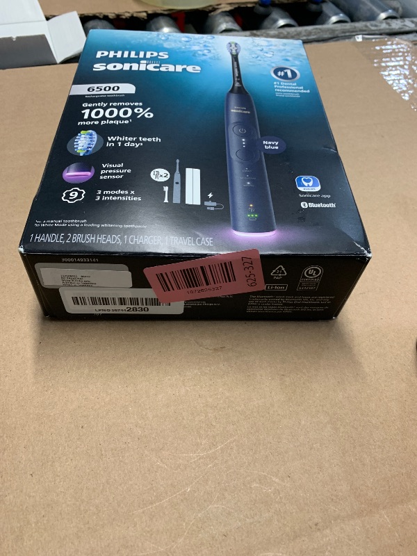 Photo 1 of ***FACTORY SEALED - OPENED FOR INPSECTION***Philips Sonicare 6500 Series Electric Toothbrush - Next-Generation Sonicare Technology, Pressure Sensor, 9 Brushing Settings, SmarTimer, BrushPacer, 21-Day Runtime, Travel Case, Navy Blue, HX7413/07