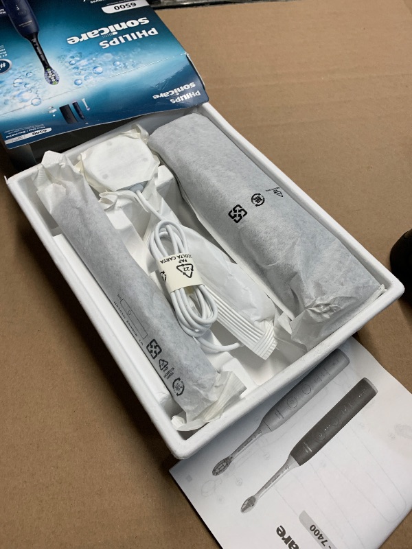 Photo 1 of ***FACTORY SEALED - OPENED FOR INPSECTION***Philips Sonicare 6500 Series Electric Toothbrush - Next-Generation Sonicare Technology, Pressure Sensor, 9 Brushing Settings, SmarTimer, BrushPacer, 21-Day Runtime, Travel Case, Navy Blue, HX7413/07