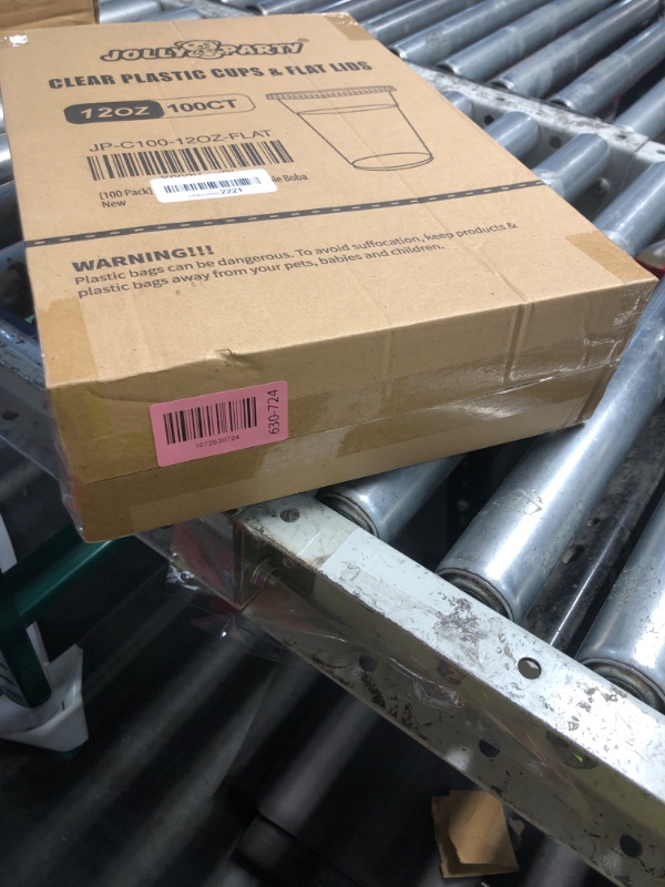 Photo 1 of [100 Pack] 12 oz Clear Plastic Cups with Flat Slotted Lids, Disposable Drinking Party Cups for Iced Cold Drinks Coffee Tea Smoothie Bubble Boba
