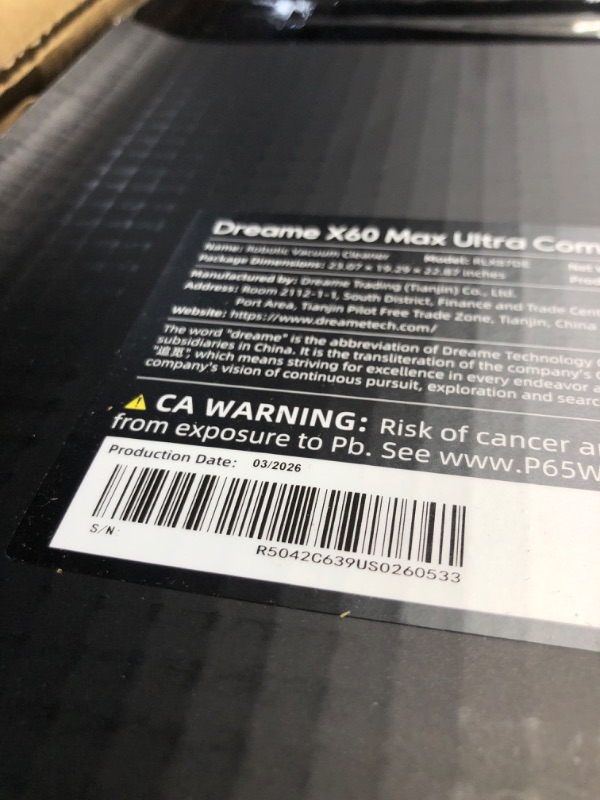 Photo 1 of ***FACTORY SEALED - OPENED FOR INSPECTION*** DREAME X60 Max Ultra Complete Robot Vacuum and Mop, Ultra-Thin Design, 35,000Pa Suction, Self Emptying&Refilling, Mop Self-Cleaning, 280+ Obstacle Avoidance, White