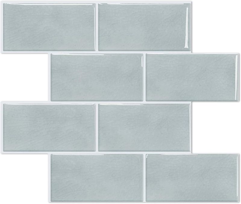 Photo 1 of ***STOCK PHOTO FOR REFERENCE ONLY, BLUE GRAY***STICKGOO 10-Sheet Subway Tile Peel and Stick Backsplash, Self Adhesive Vinyl Wall Tiles, Stick on Backsplash for Kitchen and Bathroom(Thicker Design)
