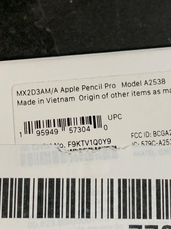 Photo 1 of ***FOR PARTS*** Apple Pencil Pro: Latest Model - Device Compatibility Check Required - Pixel-Perfect Precision, Tilt and Pressure Sensitivity, Perfect for Note-Taking, Drawing, and Art. Charges and Pairs Magnetically