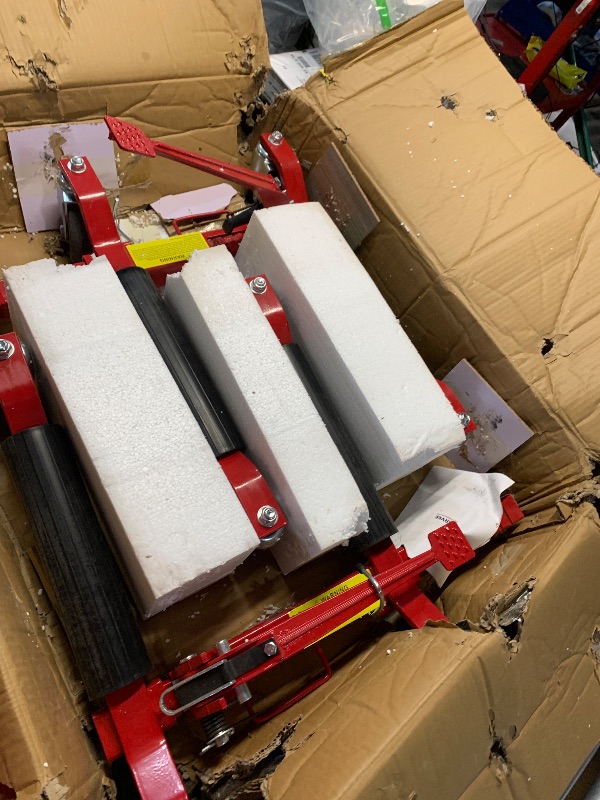 Photo 1 of ***PARTIAL SET - PRICE ADJUSTED*** Car Wheel Dolly Jack Set of 4, Heavy Duty 6000 LBS Capacity Mechanical Wheel Dolly with Ratcheting Foot Pedal, Vehicle Positioning Jack for Tire Auto Repair Moving, Red
