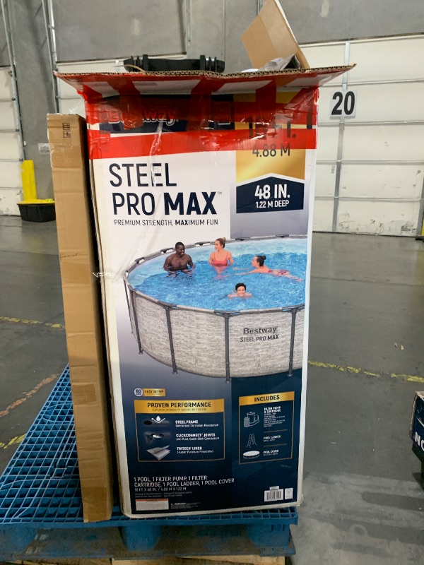 View 4 of ***STOCK PHOTO FOR REFERENCE ONLY*** ***TRUCK/TRAILER PICKUP ONLY*** 
Bestway Steel Pro MAX 16 ft. round Above Ground Pool Set

