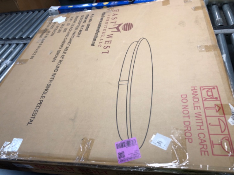 Photo 1 of ***FACTORY SEALED - OPENED FOR INSPECTION***   East West Furniture 5  Pc  set  with  a  Round  Kitchen  Table  and  4  Leather  Dinette  Chairs  in  Linen  White