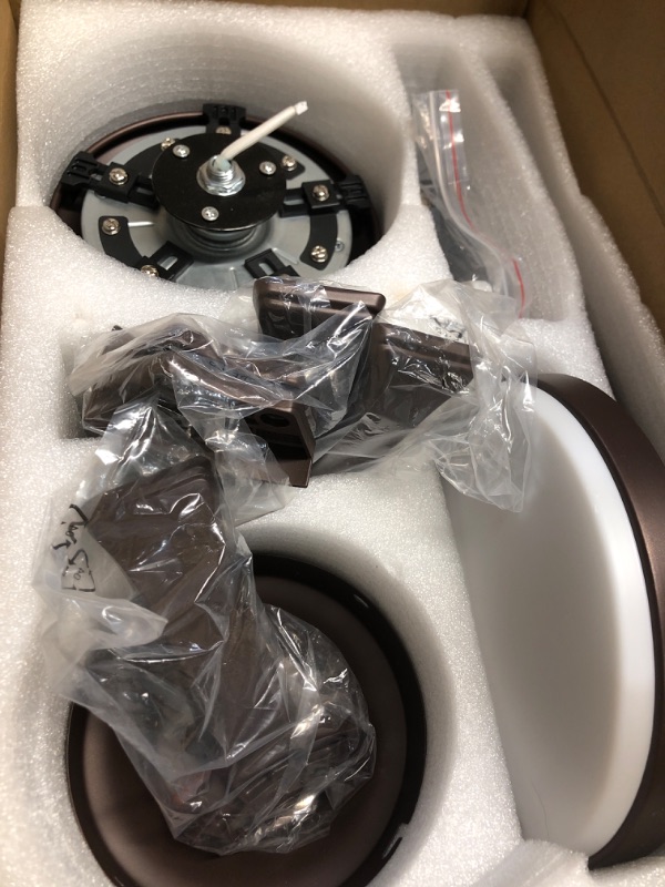 Photo 1 of ****MISSING PARTS**ZMISHIBO 42 Inch Ceiling Fan with Light, App&Remote Control, Flush Mount Low Profile, Dimmable 20W LED Light, Quiet Reversible Motor for Bedroom, Living Room, Apartment, Brown