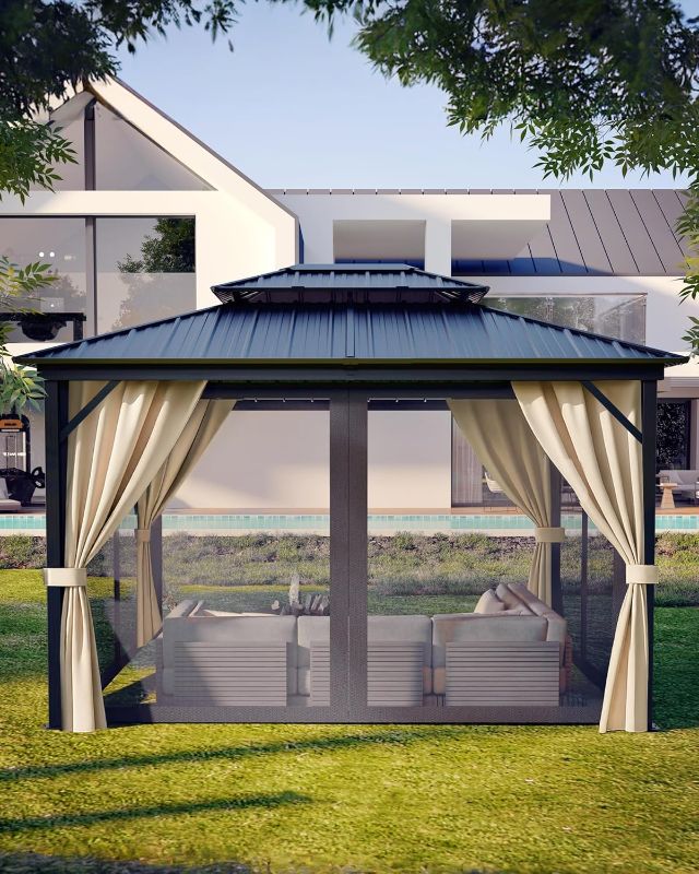 Photo 1 of ***FACTORY SEALED - OPENED FOR INSPECTION*** GarveeLife 10 ft x12 ft Hardtop Gazebo box 3 of 3