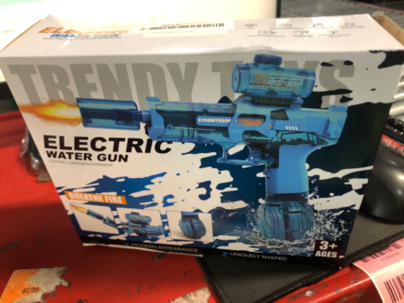 Photo 1 of ***MISSING CHARGER***
Electric Water Gun for Adults & Kids, Automatic Electric Squirt Gun with Long Range, Powerful LED Light Water Gun Pistol Blaster Soaker, Water Guns for Summer Outdoor Beach Swimming Pool(Blue)
