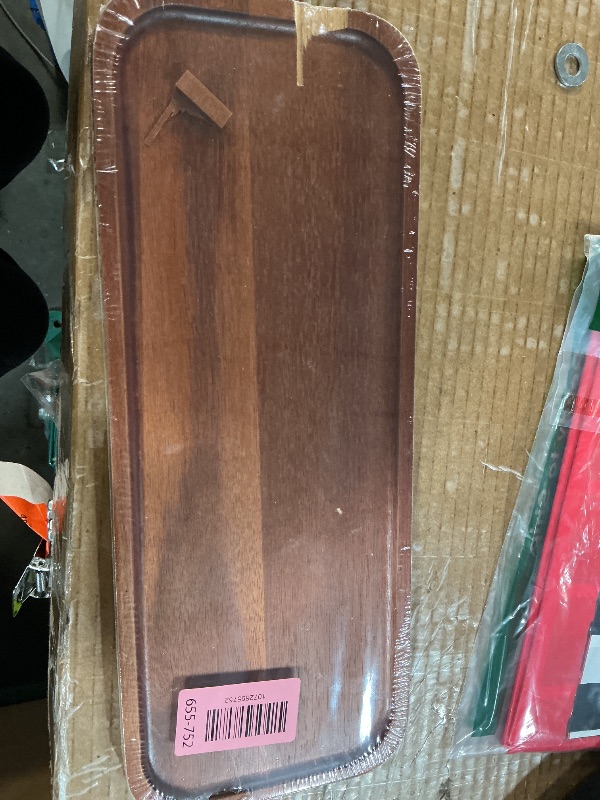 View 2 of ***MINIR DAMAGED***
HOMKULA Small Solid Acacia Wood Serving Trays and Platters - Wooden Mini Charcuterie Boards, Rectangle Cheese Board for Food, Bathroom, Home Decor, Kitchen Counter, (14" x 5.5", 1 Pack)