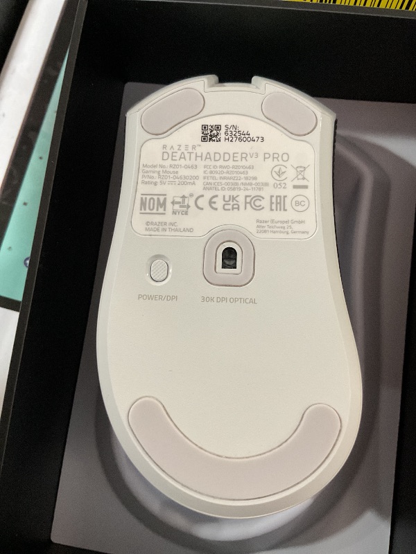 Photo 1 of ***FACTORY SEALED - OPENED FOR INSPECTION***Razer DeathAdder V3 Pro Wireless Gaming Mouse: 64g Lightweight Ergonomic - 30K DPI Optical Sensor - Gen-3 Optical Switches - 8 Programmable Controls - Up to 90 Hr Battery - White