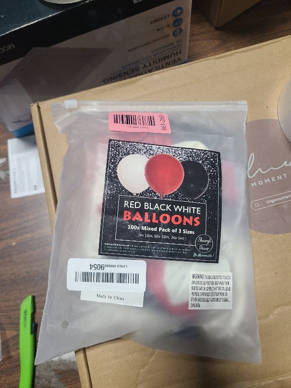 View 1 of 100 Red Black and White Balloons - Small & Large Red and Black Balloons Party Decorations Supplies Pack for Deadpool Birthday, Lumberjack Baby Shower, Graduation, Pirate, Ladybug, Race Car, Poker…