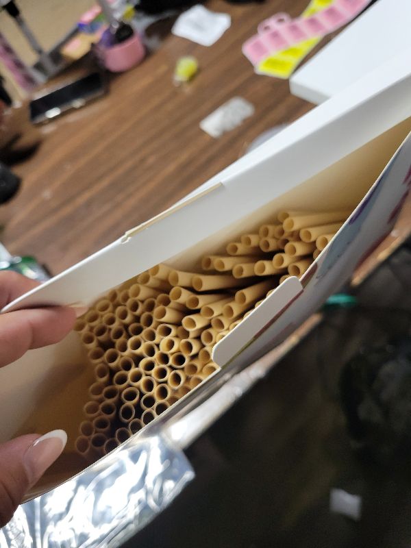 Photo 1 of [100 Pcs] 5 Inch Sugarcane Cocktail Short Straws - Disposable Compostable Biodegradable Drinking Straws for Whiskey Bar Club Cocktail Cold Drinks