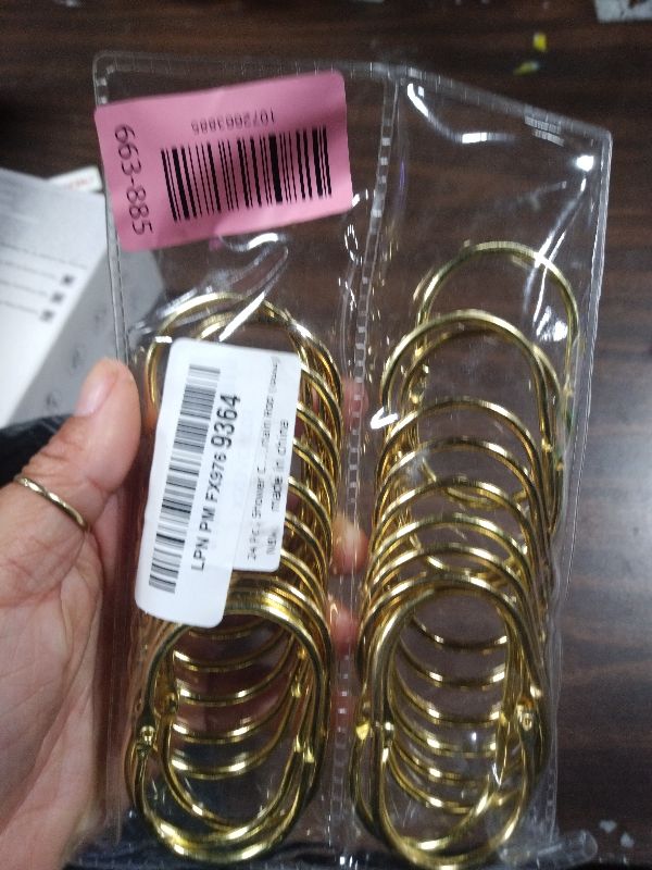 Photo 1 of 24 Pcs Shower Curtain Rings, Goowin Shower Curtain Hooks, Oval Snap Shower Rings for Curtain, Metal Gold Shower Curtain Rings Rust Proof, Glide Smoothly Shower Hooks for Shower Curtain Rod (Gold)